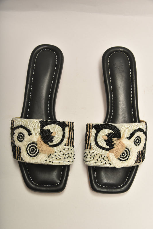 Embroidered Black Heels