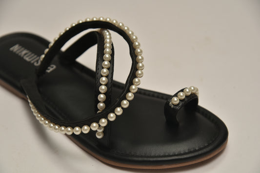 Black Soft Pearl Sandal