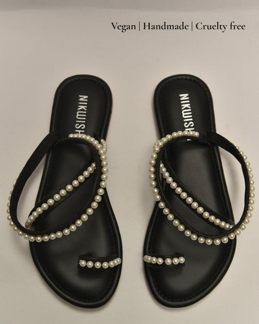 Black Soft Pearl Sandal
