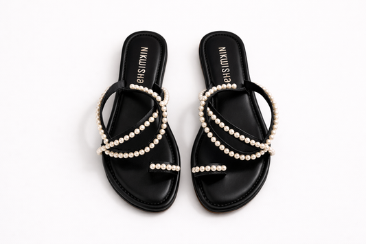 Black Soft Pearl Sandal