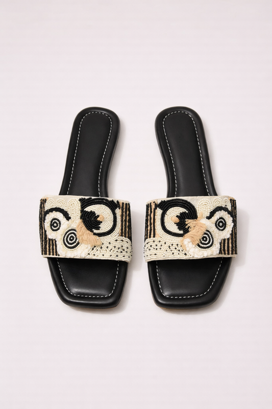 Embroidered Black Heels