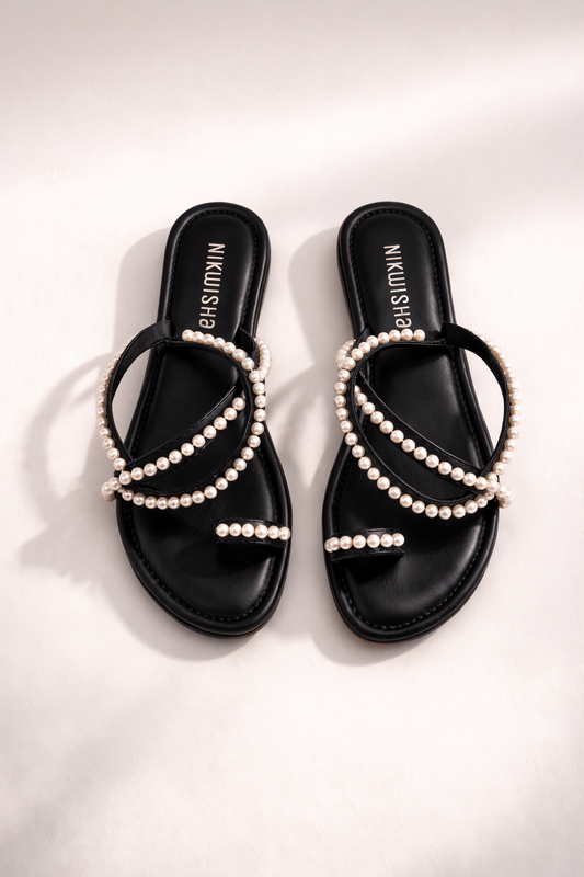 Black Soft Pearl Sandal