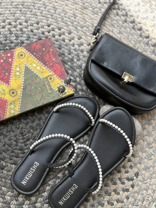 Black Soft Pearl Flats